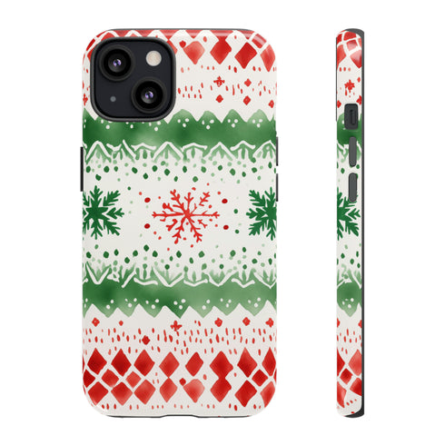 Watercolor Christmas Knitting - Impact Resistant Phone Case iPhone 13 Glossy